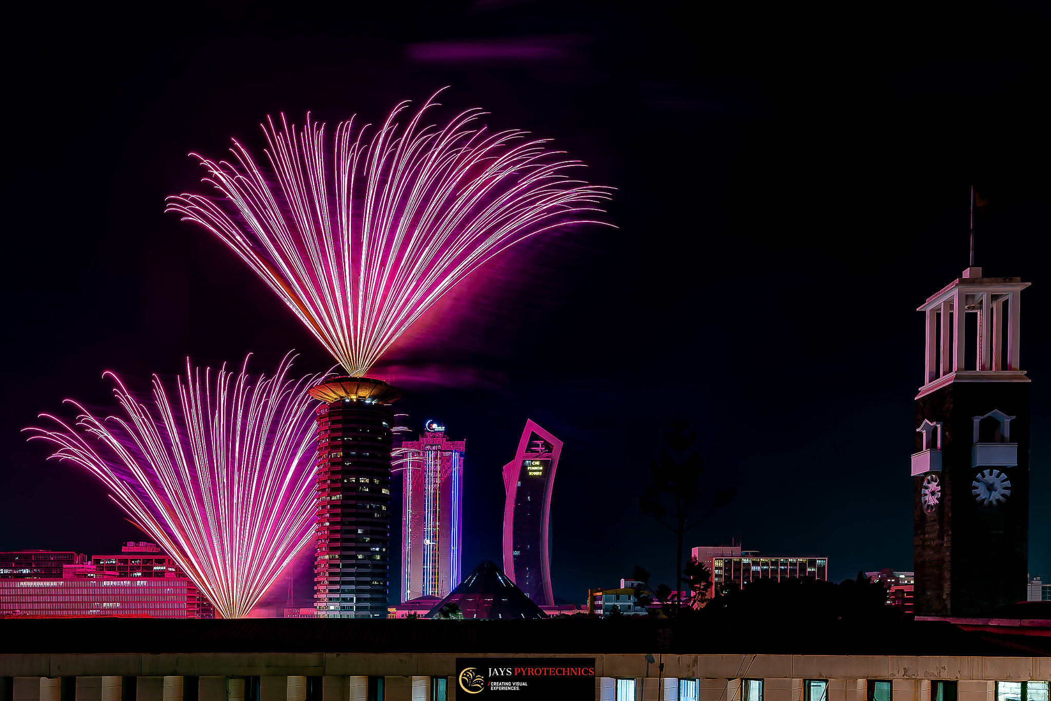 New Year Fireworks Display - Colourful fireworks lighting up the night sky